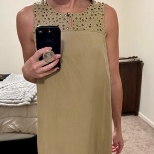 Kensie Tan Sleeveless Dress with Studded Detail